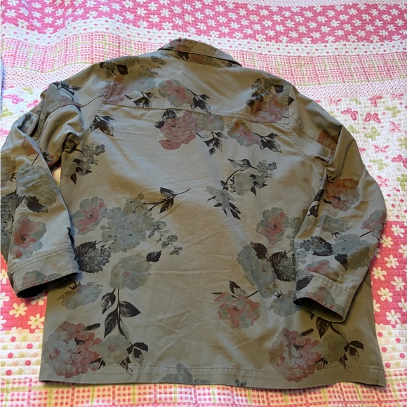 Amanda Green Floral Utility/Army Jacket-Size Large - Picture 2 of 9